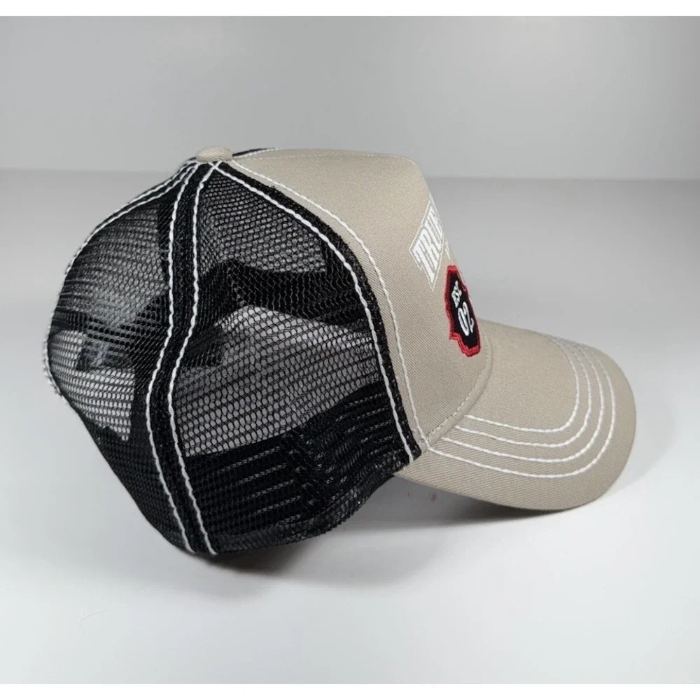 TRUE RELIGION Buddha Patch Trucker Snapback Hat Tan Black Men's *NEW* $69